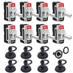 Toggle Switches, 8 Pack 2 Pin ON Off SPST Car Rocker Switches, 20A 12V Heavy Duty Waterproof Toggle Switch