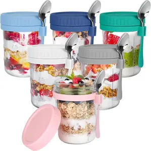 Ocepor 6 Pack Overnight Oats Containers with Lids and Spoons, 16 OZ Glass Mason Overnight Oats Jars, Large Capacity Airtight Jars for Milk, Cereal, Fruit Nanjing Dawei Network Technology Service Co., Ltd