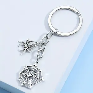 1pc Spider Web Alloy Keychain Spider Motif Punk Classic Style Car Bag Pendant Fashionable Alloy Keychain Keychain For Bags