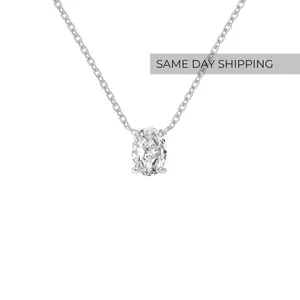 Oval Cut Solitaire Pendant  Necklace