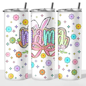 Easter Mama 20oz Steel Insulated Tumbler with Clear Lid and Reusable Straw - Flasks, Drinkware