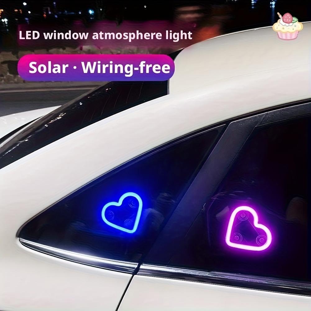 Solar Power LED Heart Shaped Car Light 3 Flashing Modes USB Rechargeable Pink Night Light for Women's Car Decoration Christmas Gift Interior Lighting