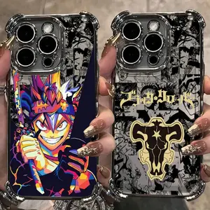 anime A-Asta B-Black C-Clover phone case Compatible with iPhone 17/16/15/14/13/12/11/Pro/ProMax/Plus/17Air/Xsmax, for Samsung S25/S24/S23/S22/Plus/Ultra/Fe/S25 Edge, Four-corner airbag electroplated anti-drop soft Case, Uv Printed, Trendy Birthday gift
