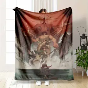 Eren Yeager Evolution & Founding Titan Fan Gift "The Path of Freedom" — Lightweight Summer AC Blanket Thin Breathable Flannel Throw for AC Room Hot Sleepers Soft Cozy Sofa Bed Decor Gift Use