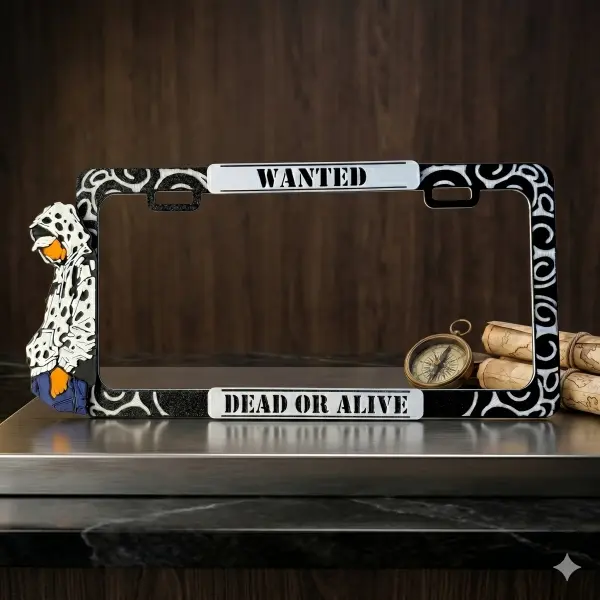 Anime style car license plate frame, unique and original design