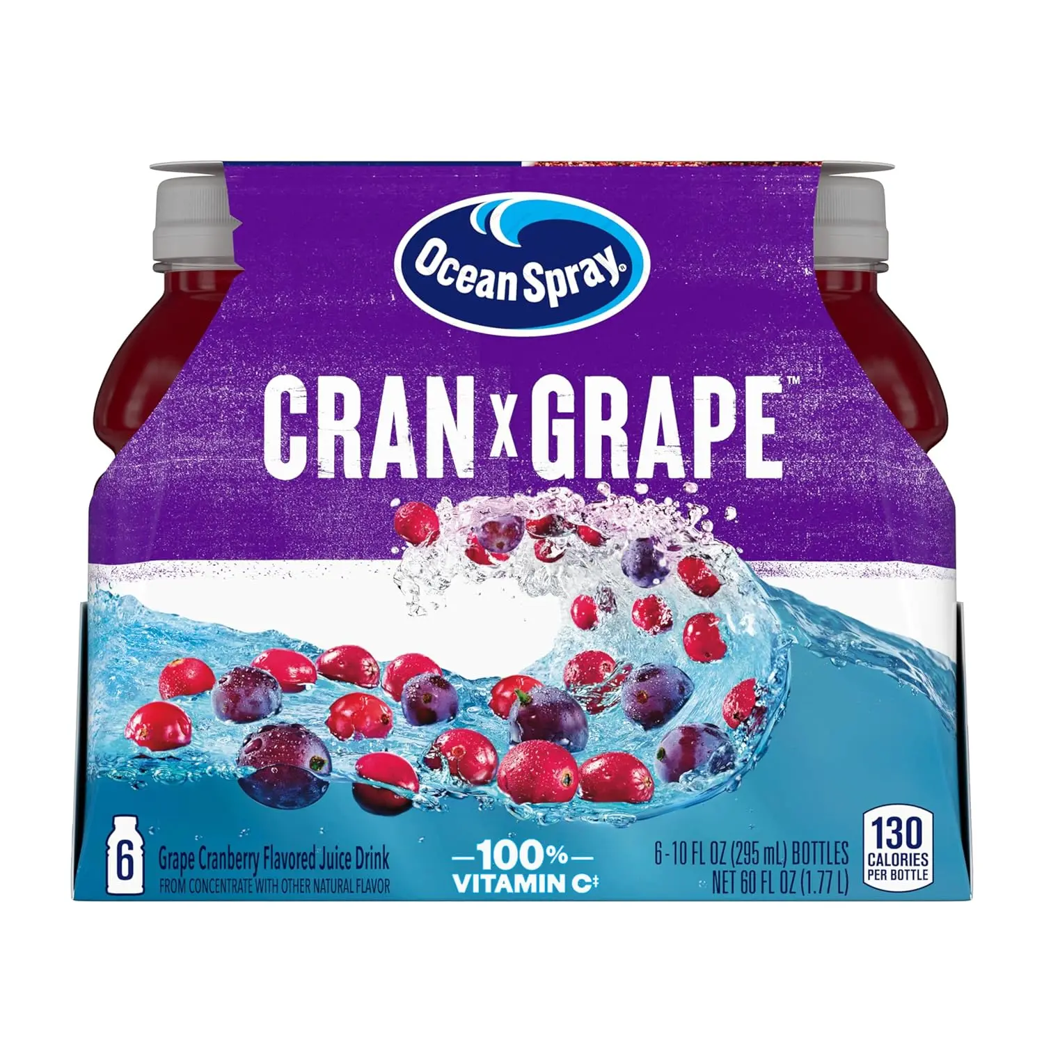 Cran-Grape Cranberry-Grape Fruit Juice Drinks, 10 Fl Oz Bottles, 6 Count