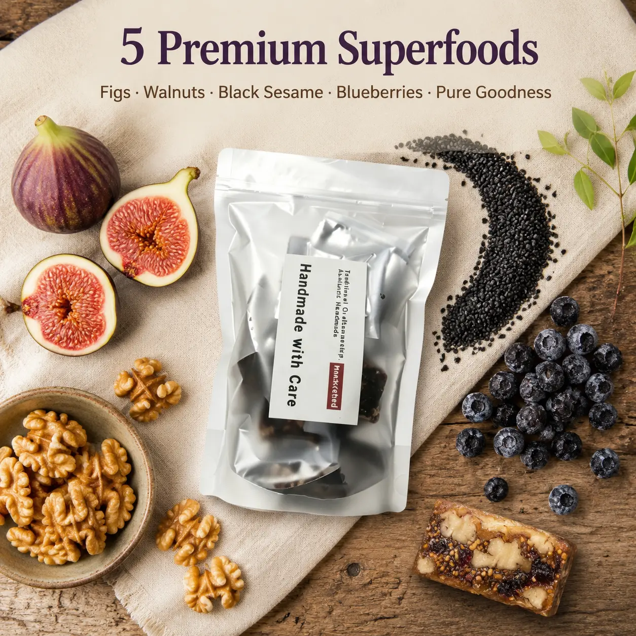 Premium Raw Fig & Walnut Superfood Bites - Clean Fiber & Energy Snack