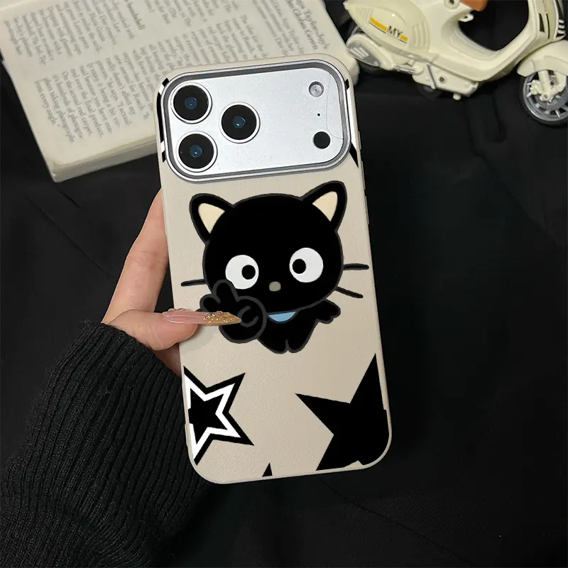 Chococat with Starry cute for suitable for iPhone 17 Pro Max 16 15 14 13 12 11,and Samsung Galaxy Raised PC Camera Frame Slim Cover, Luxurious subtle texture Suitable as a gift TPU Phone Case Multiple Colors MUS04798Bxmby
