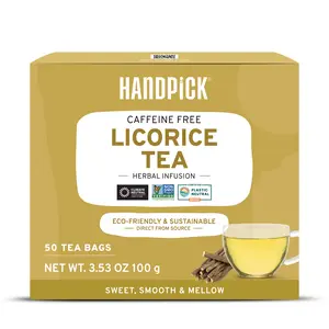 HANDPICK, Licorice Root Tea Bags (50 Count, 2g/bag) Licorice Tea | Non-GMO, Caffeine Free | Premium Quality Eco Conscious Round Bags