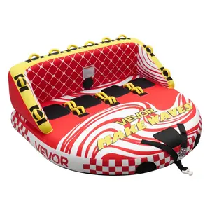 VEVOR Towable Tubes for Boating, 4-Rider Inflatable Towable Tube for Boat to Pull, 680 lbs Capacity Water Sports Boating Tubes - with Full Nylon Cover, Dual Tow Points, Safety Valve Padded Handles