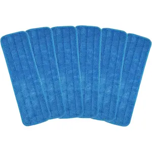 Microfiber Mop Pad 18" Inch for Wet Dry Mops Floor Cleaning Pads  Compatible with Bona Floor Care System (6 Pack)