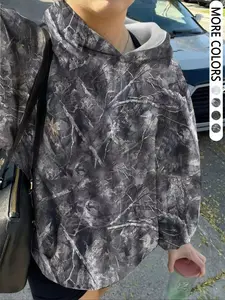 Women's Fashion Hooded Knit Sweatshirt, Camo All over Print, Loose-Fit Casual Top, Spring & Fall Thicken Fabric, Comfortable and Versatile