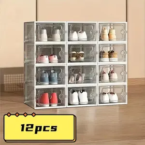 The 12 compartment transparent shoebox makes the shoe storage neat and beautiful, so that the shoe cabinet storage is clear at a glance