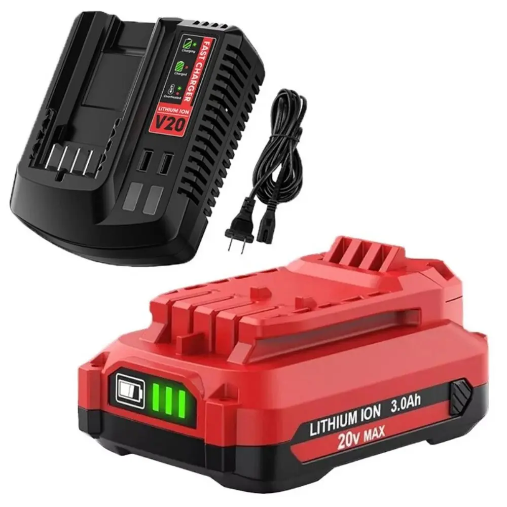 20V 3.0Ah Battery and Charger Set for Craftsman 20V Lithium Battery CMCB202 CMCB204 CMCB206 CMCB201 CMCB100 CMCB104 Replacement for Craftsman V20 Battery and Charger Kit