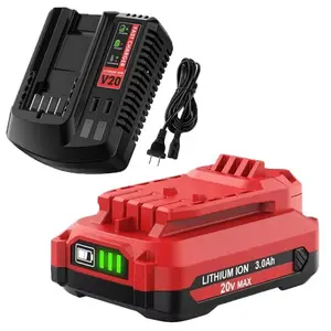 20V 3.0Ah Battery and Charger Set for Craftsman 20V Lithium Battery CMCB202 CMCB204 CMCB206 CMCB201 CMCB100 CMCB104 Replacement for Craftsman V20 Battery and Charger Kit