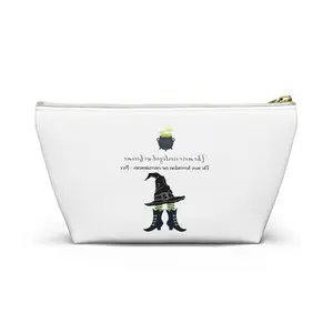 Witchy Makeup Bag Gothic Accessory Pouch Halloween Makeup Bag Spellbound Storage Case Witch Hat Bag Organizer Gothic Travel Accessory with Witch Design Wicked Travel Accessory for Youth Wicked Travel Accessory