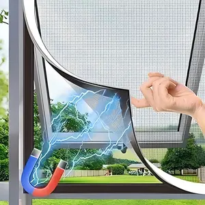 Adjustable DIY Magnetic Window Screen with Corner Lock Buckles - No-Drill Easy Install, Strong Magnetic Seal, Removable & Washable, Easy Cut-to-Fit for Sliding/Swing/Top-Hung