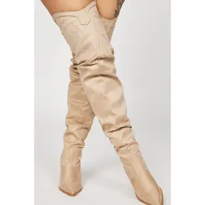 Nashville Babe Thigh High Cowboy Boots - Nude