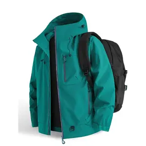 New outdoor hooded couple hiking jacket, hiking jacket, spring and autumn windproof waterproof breathable fashionable plain color jacketRAIMENTRY