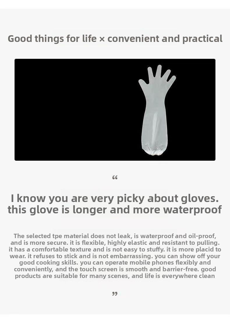 10pairs Disposable Long Sleeve Gloves, 60cm, Thickened, Elastic Cuff, Durable Clear Household Cleaning Gloves