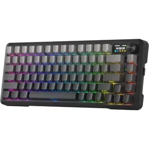 Redragon K724 PRO Wireless Gasket Gaming Keyboard w/Hype 1.14’’ TFT Screen & Knob, 81-Key 75% Mechanical Keyboard, 5-Layer Noise Dampening, Hot-Swap South-Facing RGB Socket, Gradient PBT Keycaps