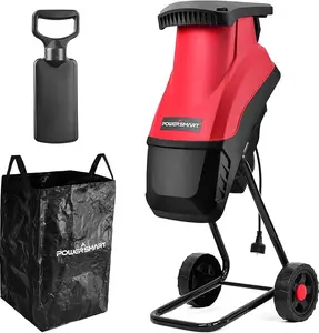 PowerSmart 120V 15A Corded Electric Wood Chipper, Shredders with 45mm Branch Capacity, Collection Bag for Garden, PS10