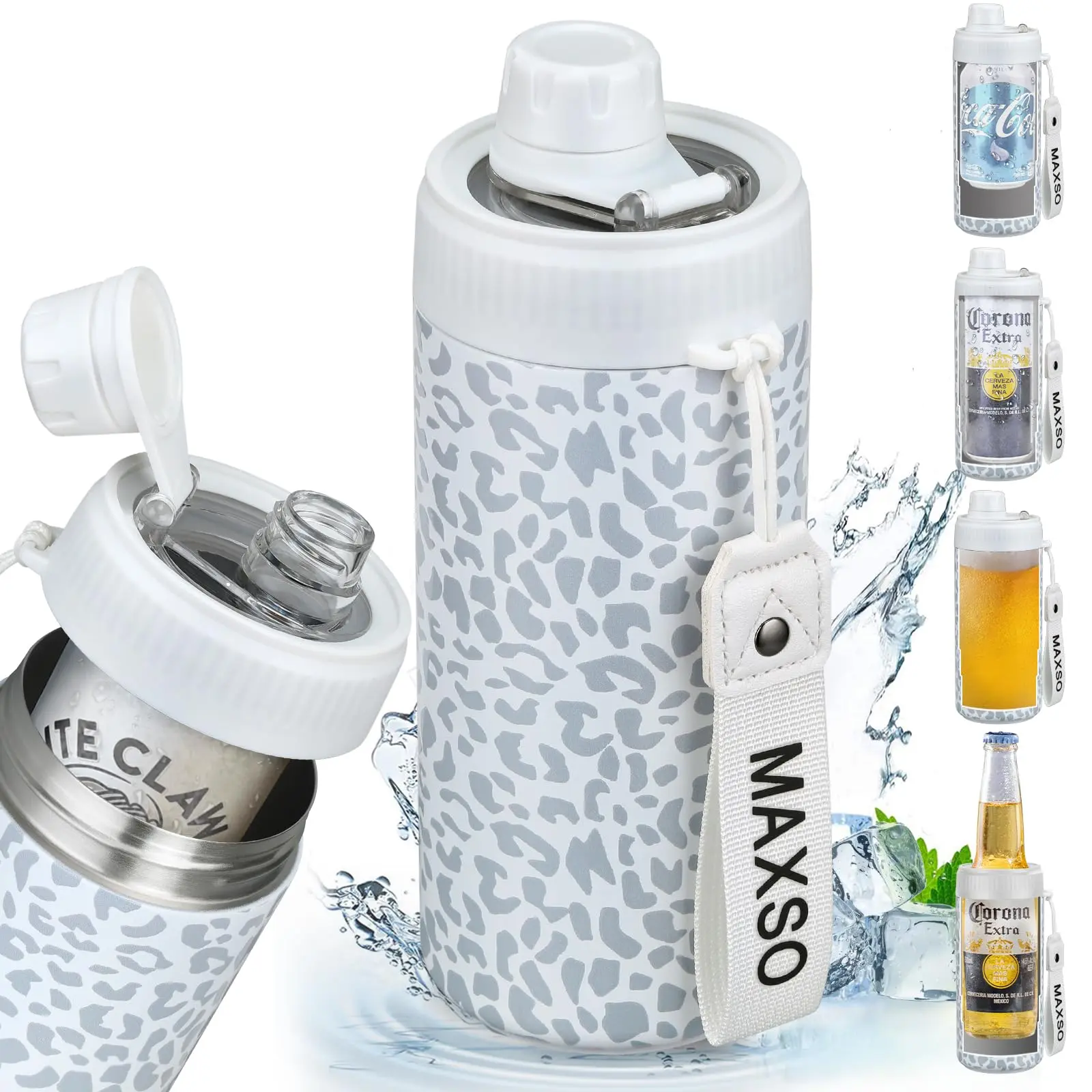 [TikTokShopBackToSchool] MAXSO Fizz Lid Can Cooler, 4-in-1 Vacuum Insulated Stainless Steel Drink Holder Fits 12oz Standard Cans, Slim Cans & Glass Bottles, Sealed Tumbler for Soda, Beer & Sparkling Drinks, Beach, Camping & Travel Drinkware Mug