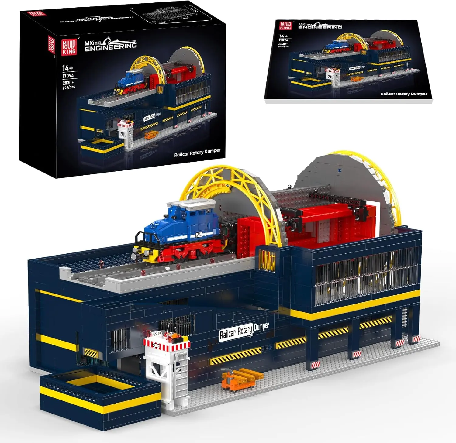 Mould King 17094 Technik Turning Truck Set, MOC 2830 Pieces Creative Railway Transport Vehicle Model Blocks, Railway Loader Building Block Model STEM Clamping Blocks Kit