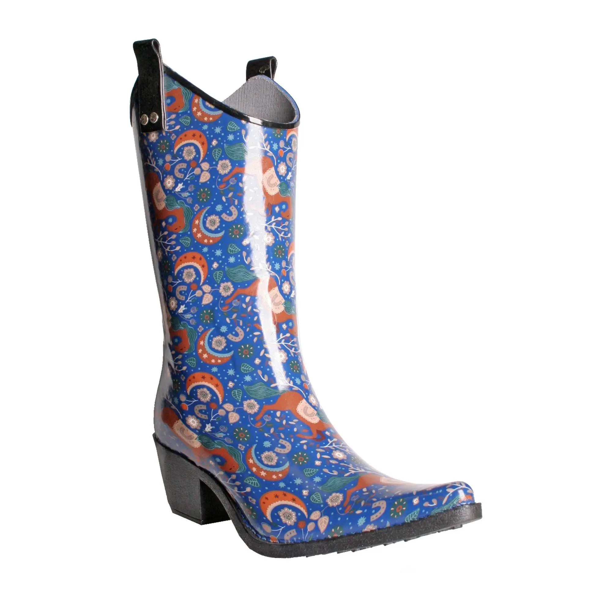Nomad Whimsical Horses Cowboy Rain Boot - Yippy