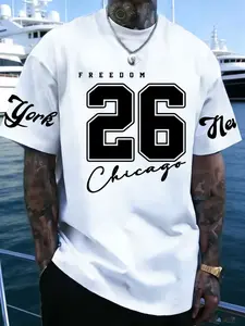 Men's Short Sleeve T-Shirt Number 26 New York Series American Streetwear Campus Style Workwear 3 Colors Soft Skin-Friendly Sweat-Absorbent Outdoor Sports Lover