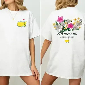 [Flash Sale Up To 50%] Masters Amen Corner Women T-Shirt, Augusta Floral Golf Graphic Tee, Easter Day Outfit, Cute Oversized Shirt Dress, Zelensky