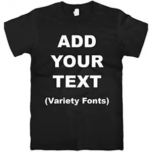 Black Short Sleeve T-Shirt with Customizable Text in Variety Fonts for Personalization