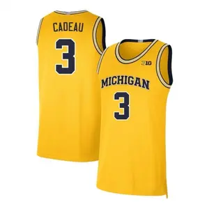 Yellow Blue College Basketball Jersey #3 Cadeau Style Fan Shirt, Sleeveless Athletic Tank Top, Game Day Outfit, Sports Gift for Men Women