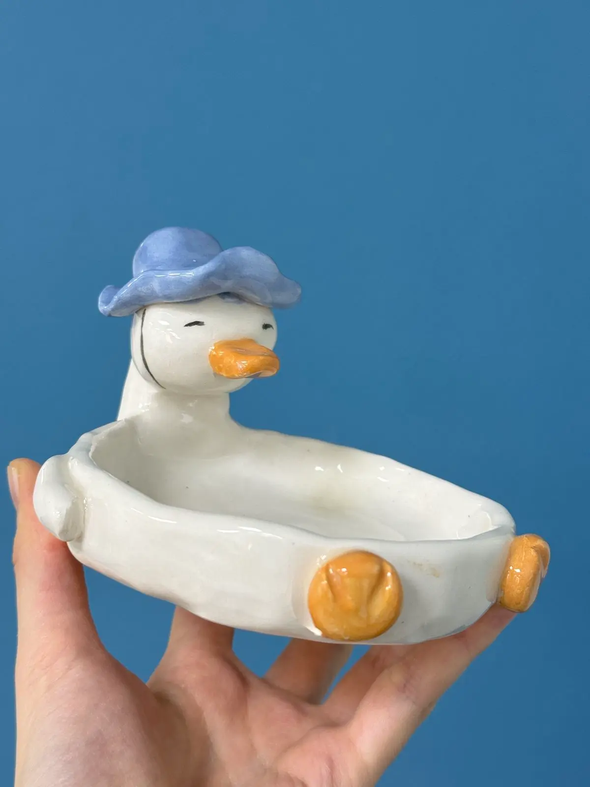 Handmade Ceramic Duck Trinket Dish | Cute Goose Jewelry Tray | Cottagecore Home Decor
