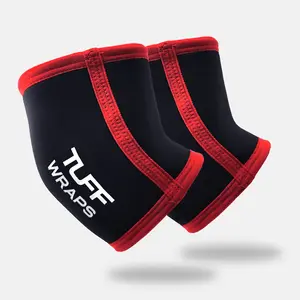 TUFF 5mm Elbow Sleeves, Black/Red (Pair) - Sports & Fitness Elbow Protection Accessory