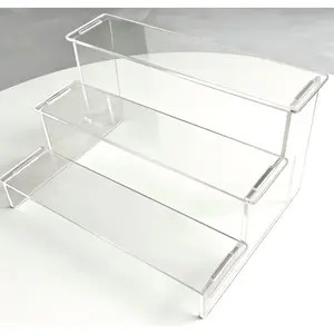 Multi-layer transparent display stand, modern minimalist design, suitable for collectibles, action figures and model sets. Sturdy and multifunctional clear multilayer storage rack, retail display stand with simple design.