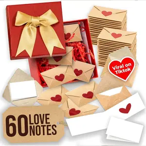 30/60 pieces of envelopes - Mini envelopes, heart stickers, small Valentine's Day and Mother's Day greeting cards, a small love note for him/her, for boyfriend/girlfriend, a cute gift for parents, special occasions, romantic moments, cute stationery, high