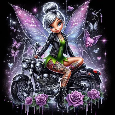 Motorcycle Fairy Pattern DIY Diamond Arts Colorful Painting Kit without Frame, DIY 5D Diamond Arts Colorful Painting Kit, Crafts, Wall Art Decor for Home, Diamond Painting Kits