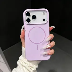 Simple and exquisite hollow liquid silicone magnetic case suitable for IP17promax, full protection anti-drop phone case for IP16/15promax