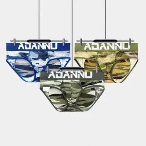 3-Pack [Mens Sports Underpants] Men's Mesh Briefs - Thin Butt Lifter Plus Hip Pad Soft Fake Ass Hips Breathable Panties - Comfortable Athletic Thongs Set camouflage menswear Day Stylish colorblock letter tape boxer brief