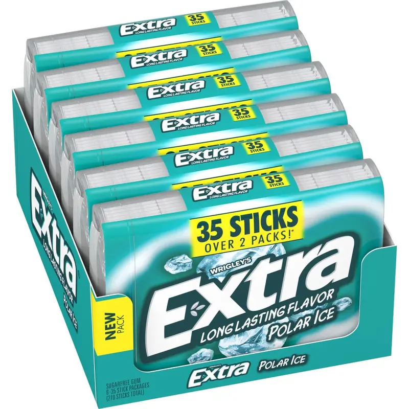 Extra Polar Ice Sugarfree Chewing Gum, 35-stick Packs (Pack of 6) Snack Bubblegum