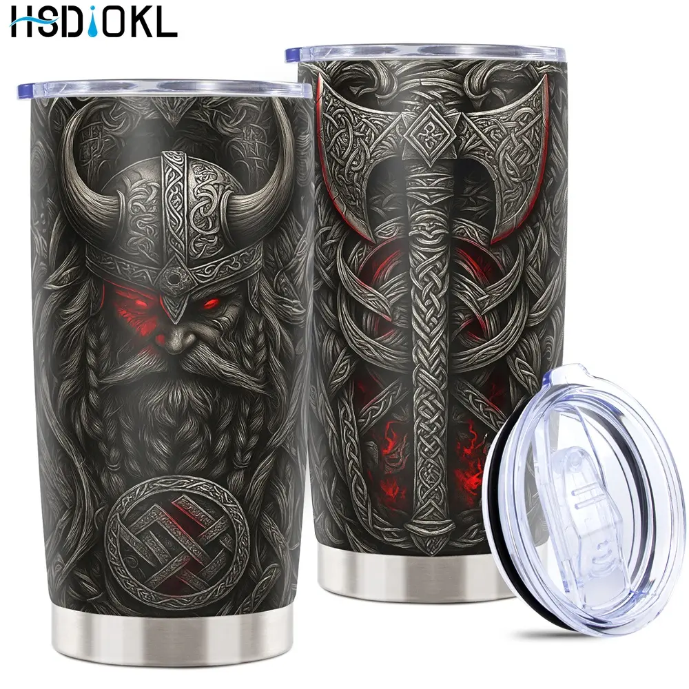 20oz Insulated Stainless Steel Tumbler with Vikings Design - Keeps Drinks Hot/Cold, Fits Car Cup Holders - Ideal Gift for Vikings Lovers (Friends, Family, Girlfriend, Brother)