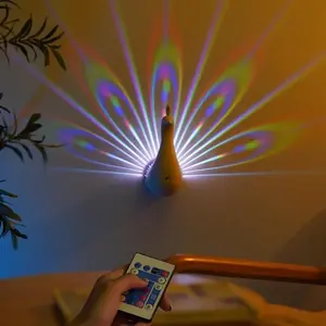 Peacock Projection Desk Lamp, Party Light, Remote Control Night Light, Home USB Charging Rainbow Light, Projection Night Light, Christmas Lights, Atmosphere Light