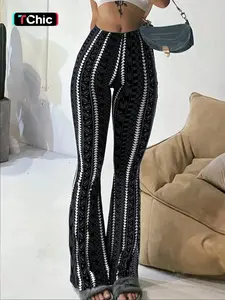 Women's Geometric Print Flared-Leg Pants, Casual Comfy Trousers for Daily Wear, Ladies Bottoms for All Seasons