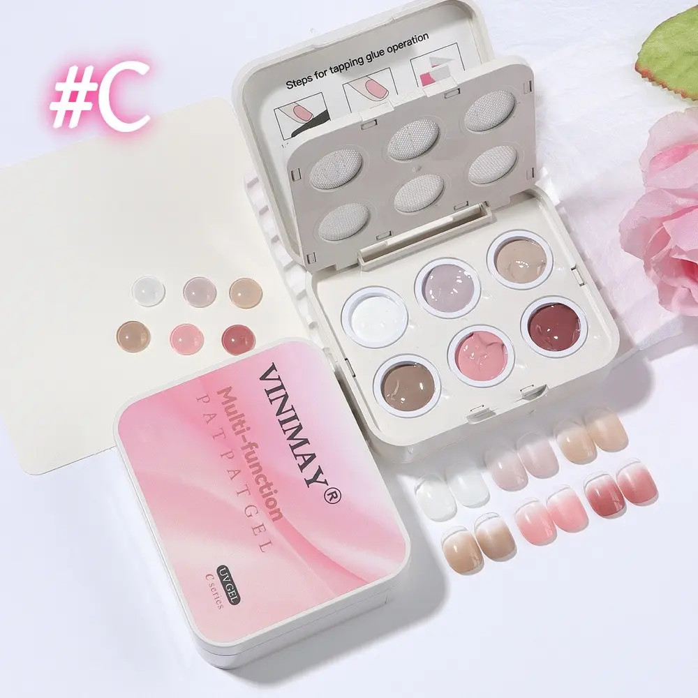 New 6 Color Cushion Nail Art Set, High Elasticity Precision Fine Holes, No Waste, Gradual and Paint Switch, Suitable for Salon DIY Polygel Nails, Nail Tech Supplies, Nail Art Kit Manicure, Nail Design Kit, Nail Decoration Kits