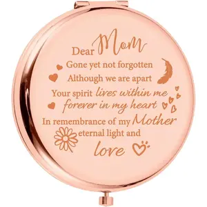 Rose Gold Pocket Mirror Compact Mirror for Purses Personalized Pocket Mirror Stainless Steel Engraved Mirror Small Makeup Mirror for Women Girl Graduation Birthday Souvenir 2.56x2.76in