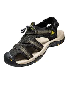 Men's Closed-Toe Outdoor Hiking Sandals, Adjustable Quick-Lace Anti-Slip Beach Walkers, Large Sizes 38-48, Comfortable Footwear