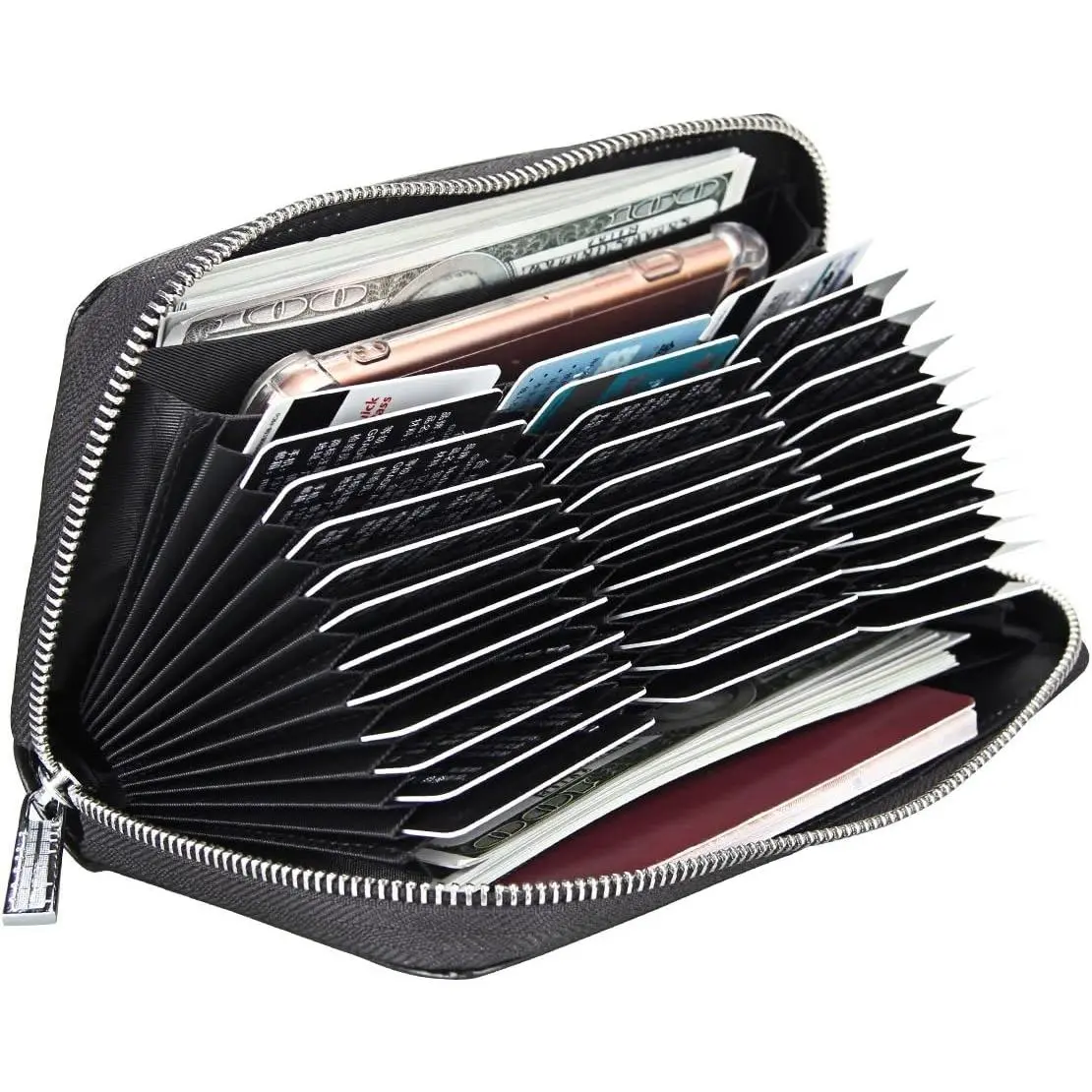Women 36 Slots RFID Blocking Card Holder Large Long Leather Zipper Organizer Accordion Wallet