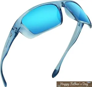 KastKing Huzzah Polarized Sport Sunglasses for Men & Women - Blue Smoke Lenses, UV Protection, Impact Resistant, Oleophobic Coating, Grilamid Frames SummerVibes