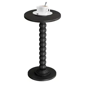 Round Side Table - Solid Wood Leg Small Drink Table for Living Room Bedroom Office